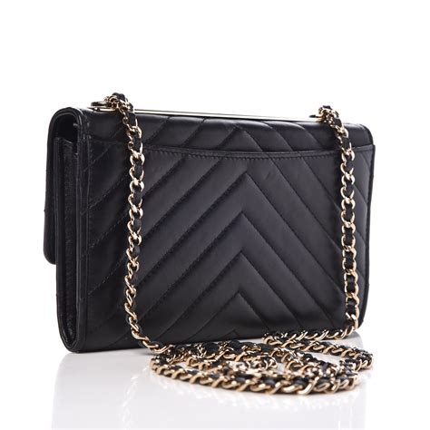 CHANEL Lambskin Chevron Quilted Long Trendy CC Wallet On 